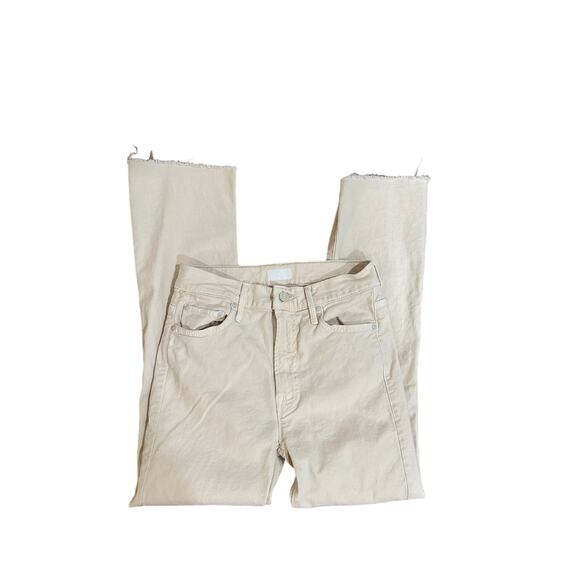 Mother Jeans The Insider Crop Step Fray Sz 25 Tan Cream Jeans - Picture 3 of 6